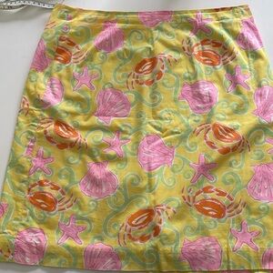Lilly Pulitzer Yellow Pink Shell Crab Skirt size 10